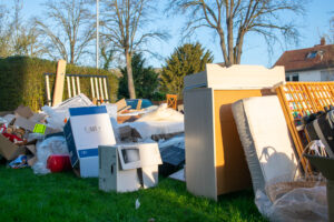 Big garbage on the street in dump day in Germany.