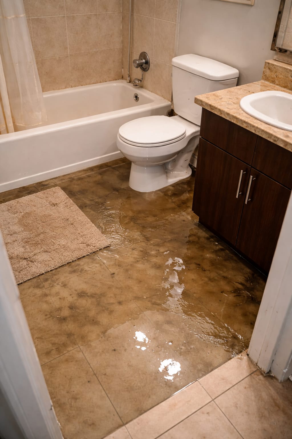 Avant nettoyage refoulement eaux usées salle de bain Aulnay-sous-Bois 93600