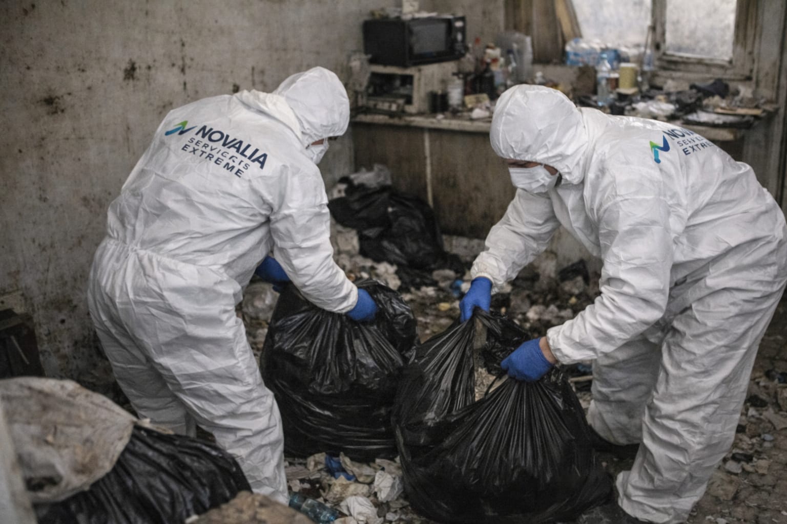 Equipe Novalia Services debarras extreme logement encombre Courbevoie Hauts-de-Seine